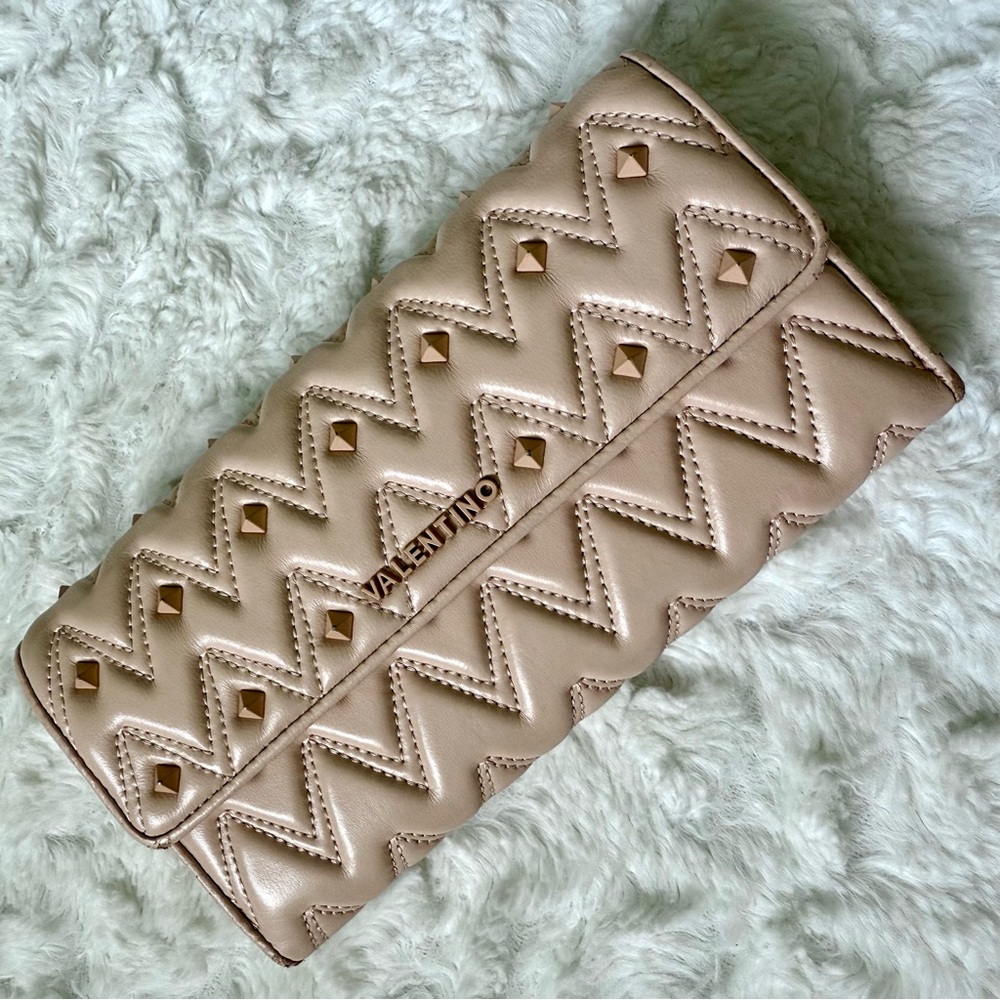Valentino by Mario Valentino Julius Studded Flap Chevron Leather Wallet